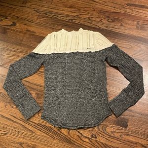 Free People Womens L Black & White Combo Snowflake Sweater